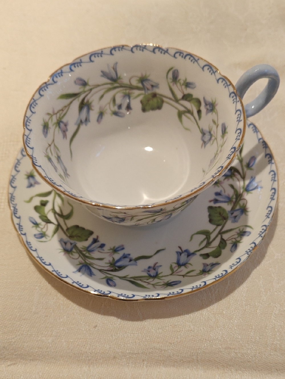 Shelley Fine Bone China Harebell Teacup & Saucer England Vintage Floral 13544